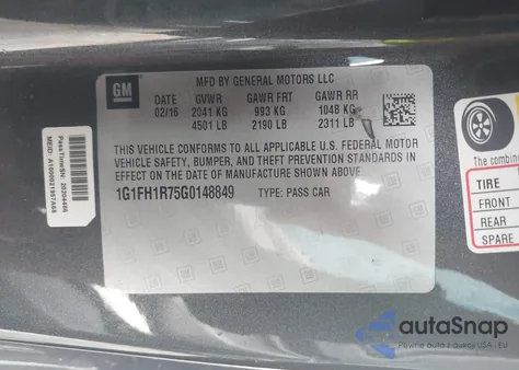 2016 Chevrolet Camaro 2Ss из США, поврежденный, VIN 1G1FH1R75G0148849